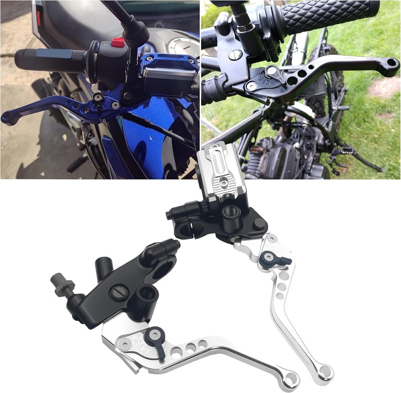 JXPANG Universal Motorcycle 7/8" 22mm Handlebar Brake Master Cylinder Clutch Lever CNC Left & Right Set Compatible with Harley Honda Kawasaki Suzuki Yamaha（ Piston Diameter 12.7mm (Silver) - Image 5